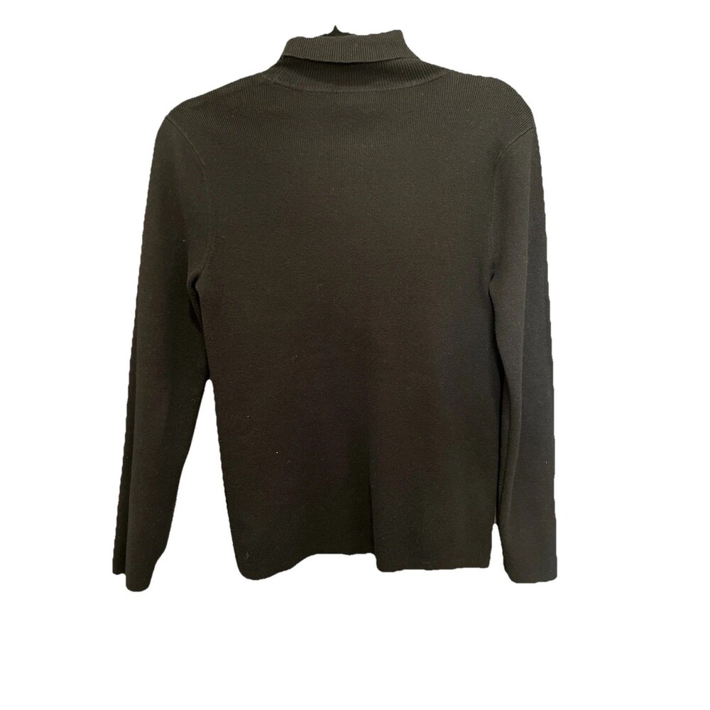 Chico's Women's Basic Turtleneck Sweater Size 1 M Black Long Sleeve Pullover - Picture 2 of 4